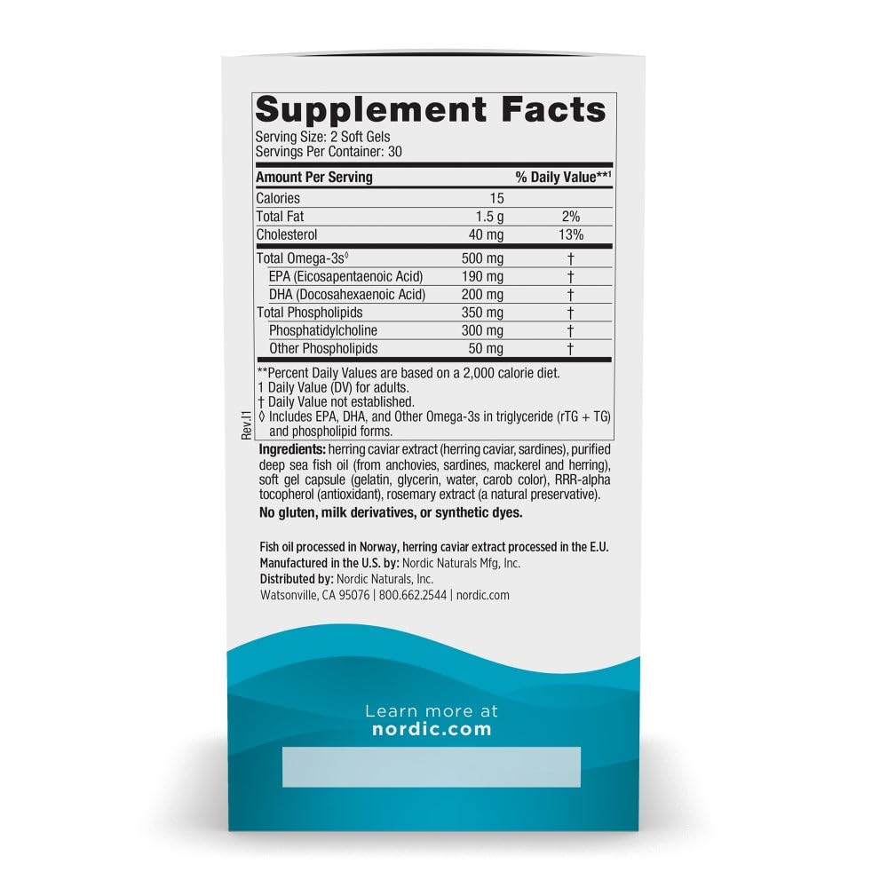 Nordic Naturals Omega-3 Phospholipids, Unflavored - 60 Soft Gels