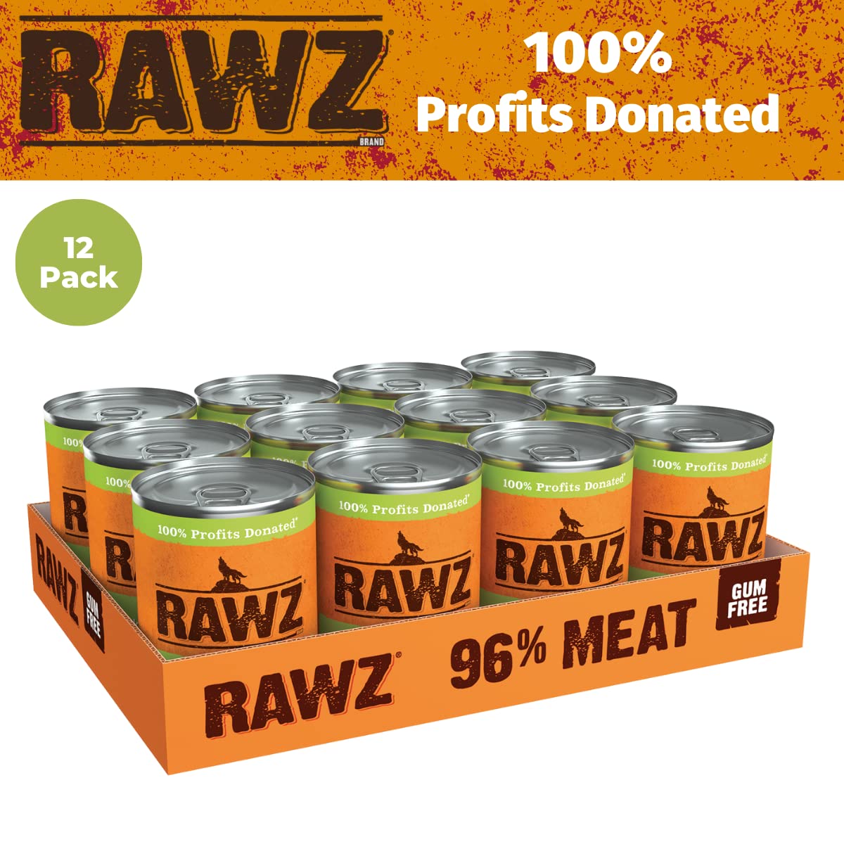 Rawz 96% Meat Canned Wet Food for Dogs 12 Pack/ 12.5 oz. Cans