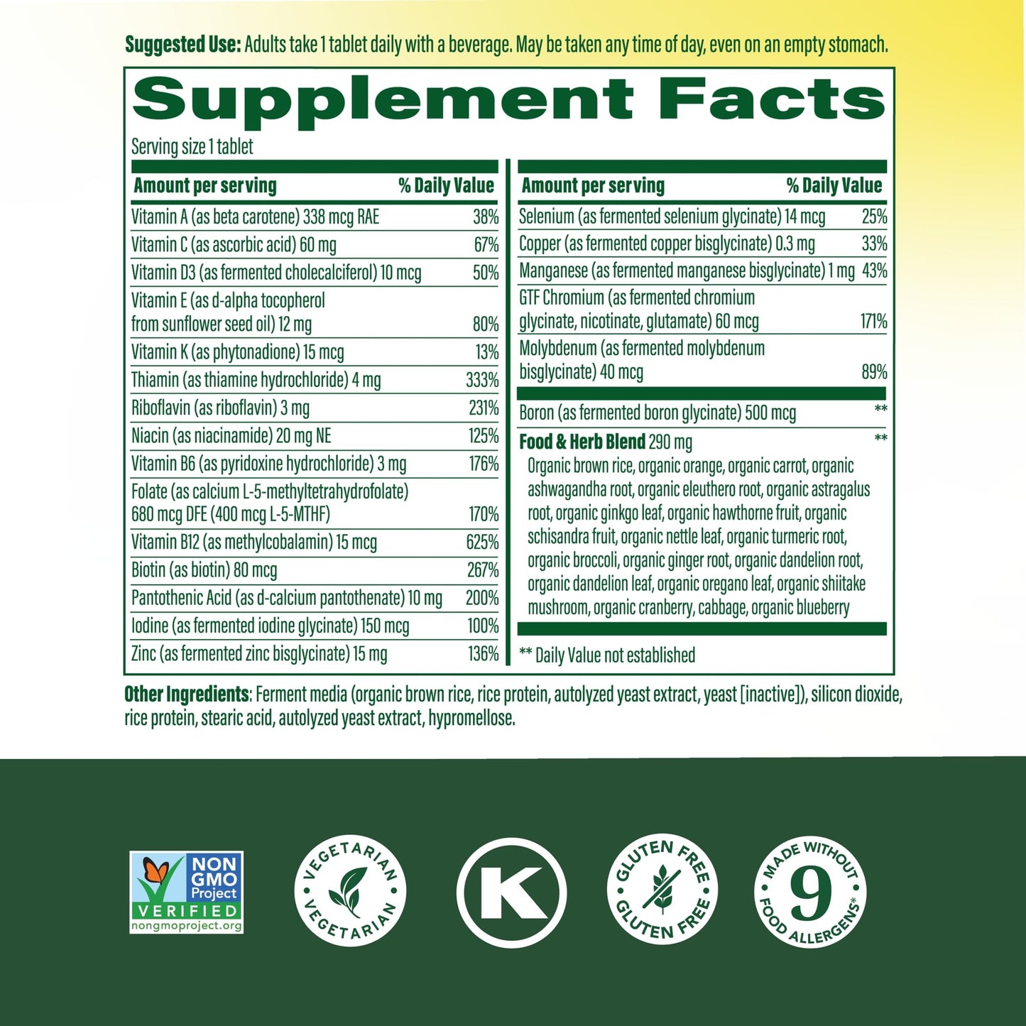 MegaFood Men's 40+ One Daily Multivitamin for Men with Vitamin B, Vitamin D3, Selenium