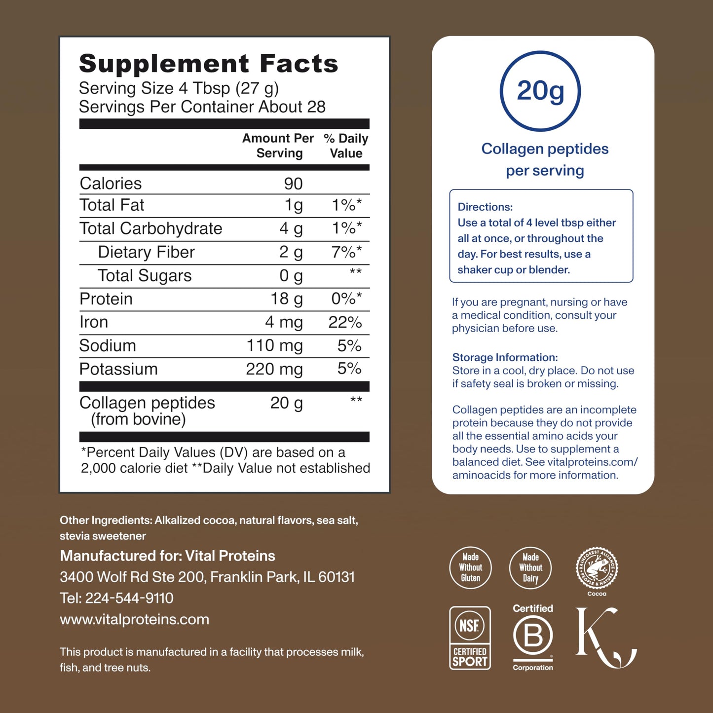 Vital Proteins Collagen Peptides Powder, with Hyaluronic Acid and Vitamin C