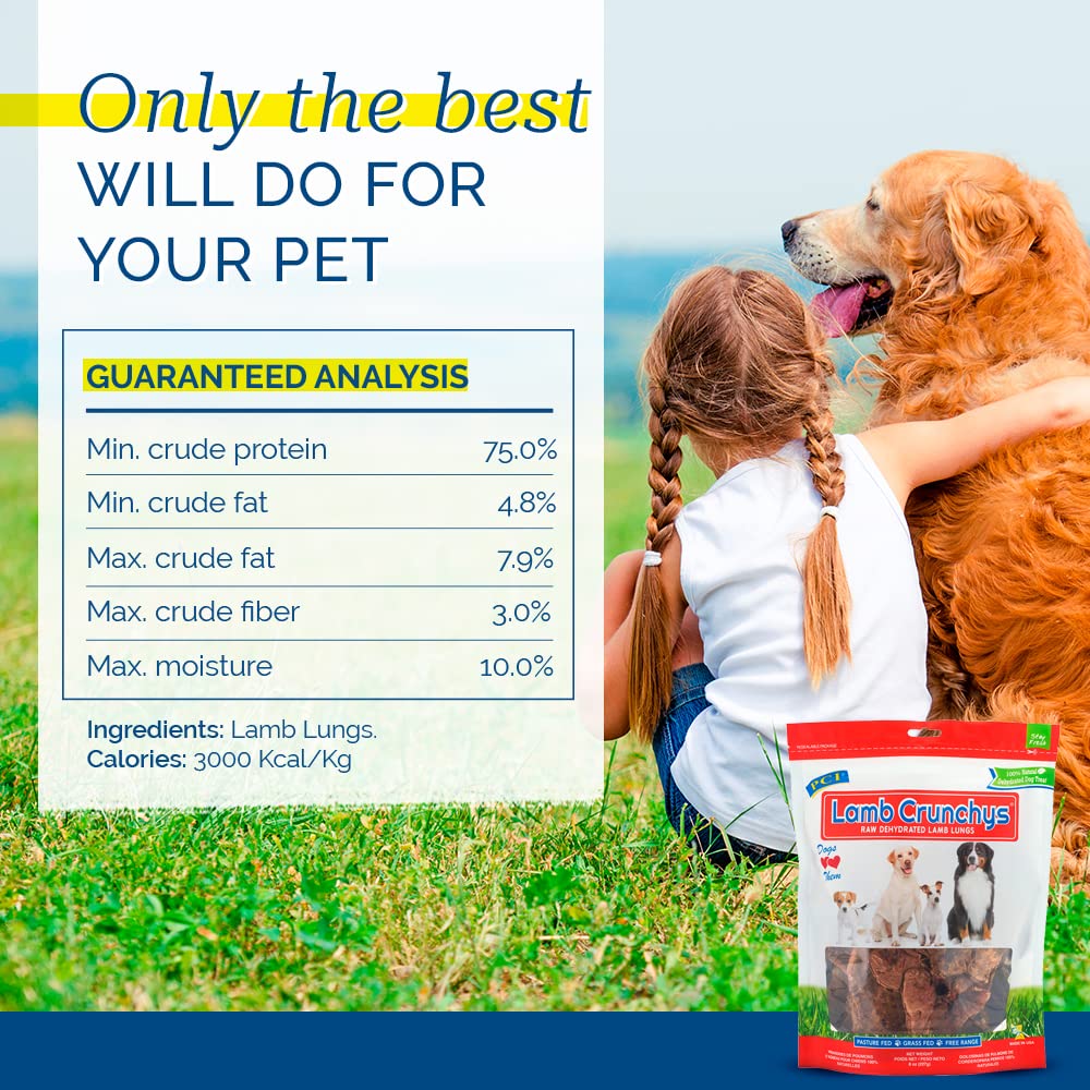 PCI Pet Center, Inc Lamb Crunchys Raw Dehydrated Lamb Lungs Dog Treats