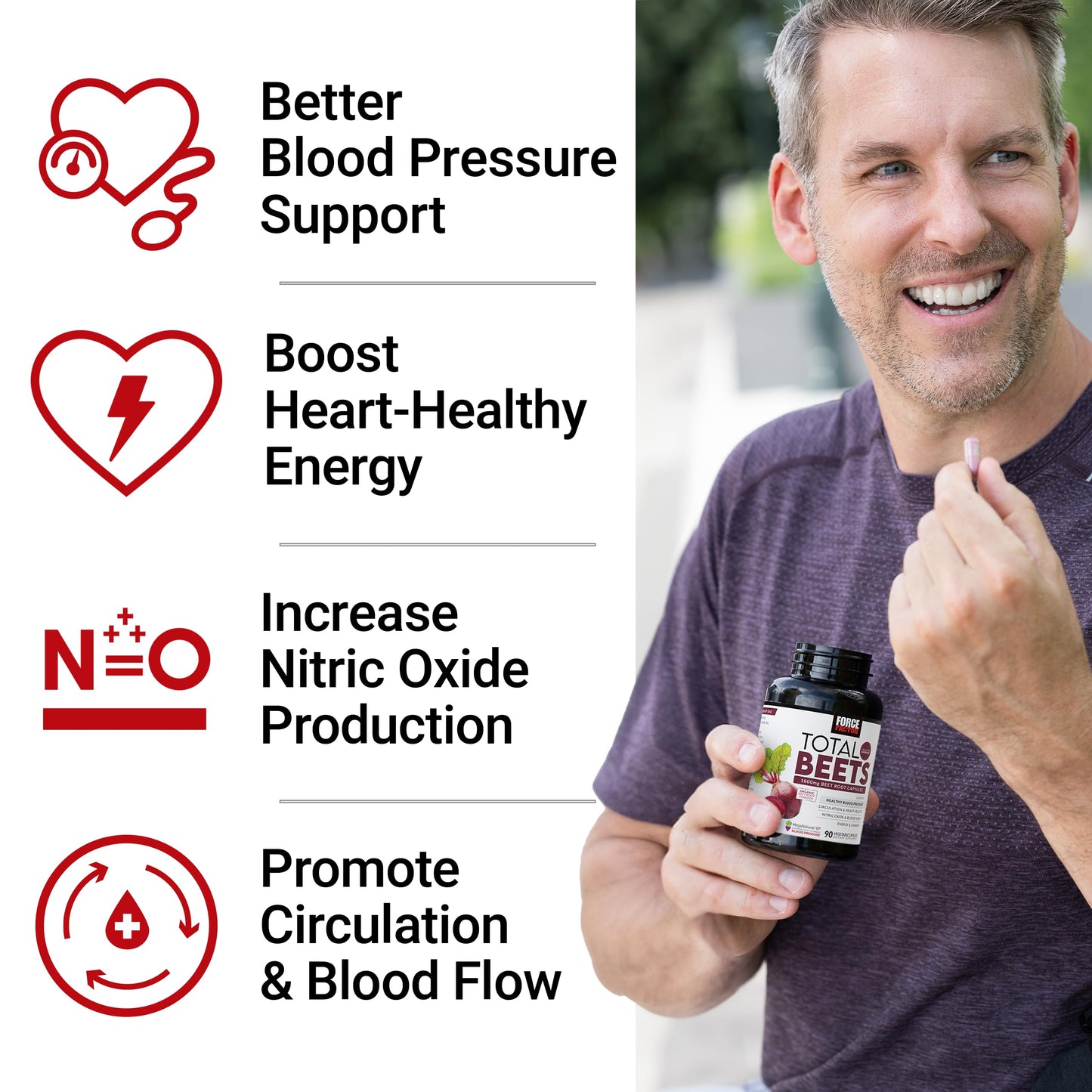 Force Factor Total Beets Blood Pressure Support Capsules, 90 Count