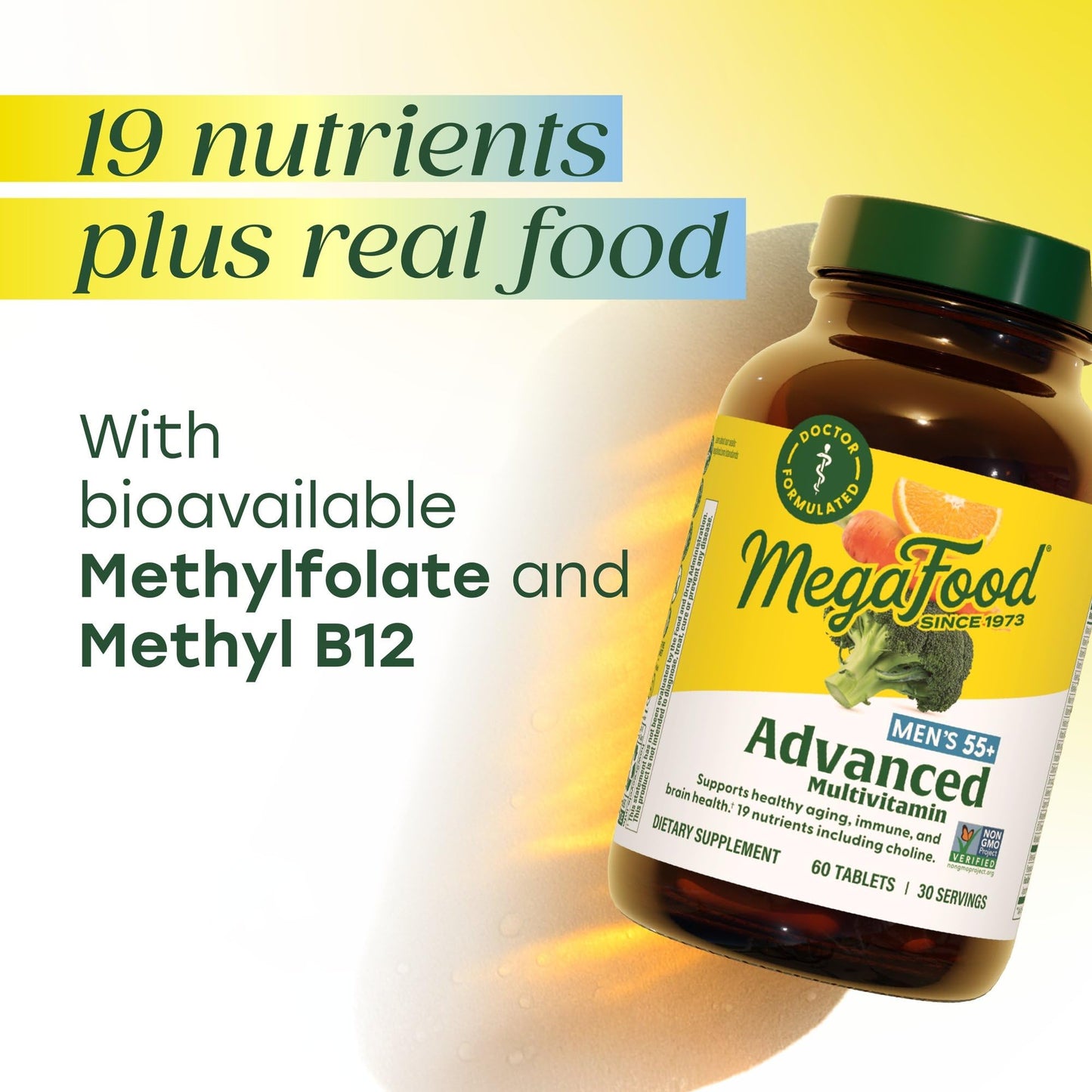 MegaFood Men's 55+ Multivitamin - Prostate & Immune Support - 60 Tabs