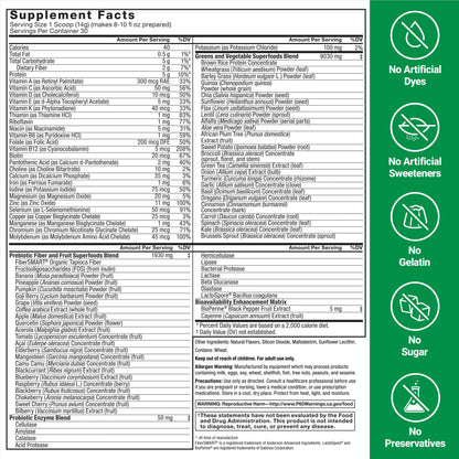 Force Factor Smarter Greens Superfood Powder - Probiotics & Enzymes, 30 Servings