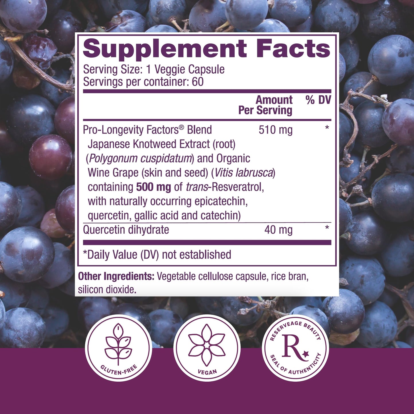 Reserveage Beauty, Resveratrol 500 mg