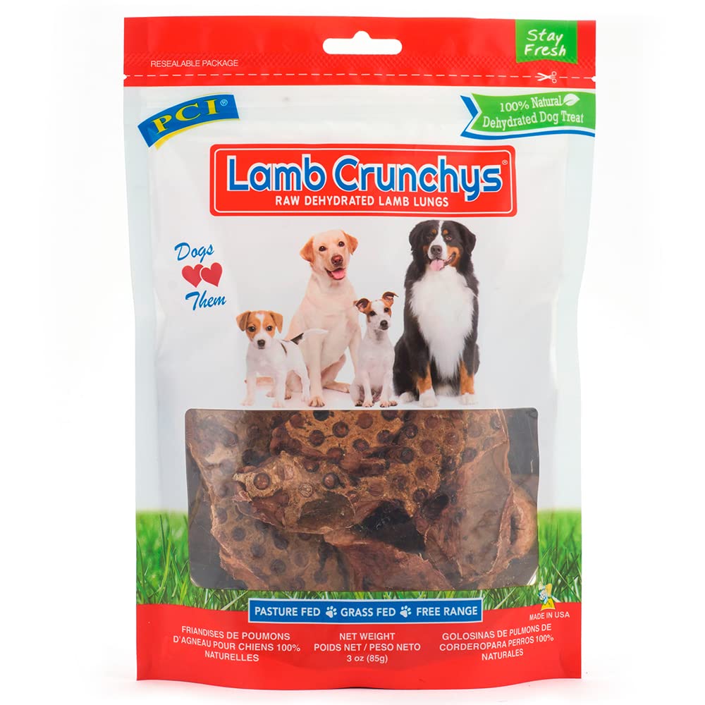 PCI Pet Center, Inc Lamb Crunchys Raw Dehydrated Lamb Lungs Dog Treats