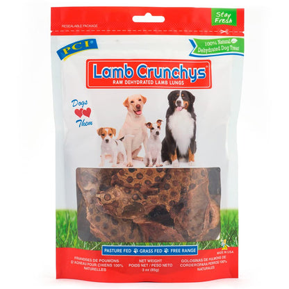 PCI Pet Center, Inc Lamb Crunchys Raw Dehydrated Lamb Lungs Dog Treats