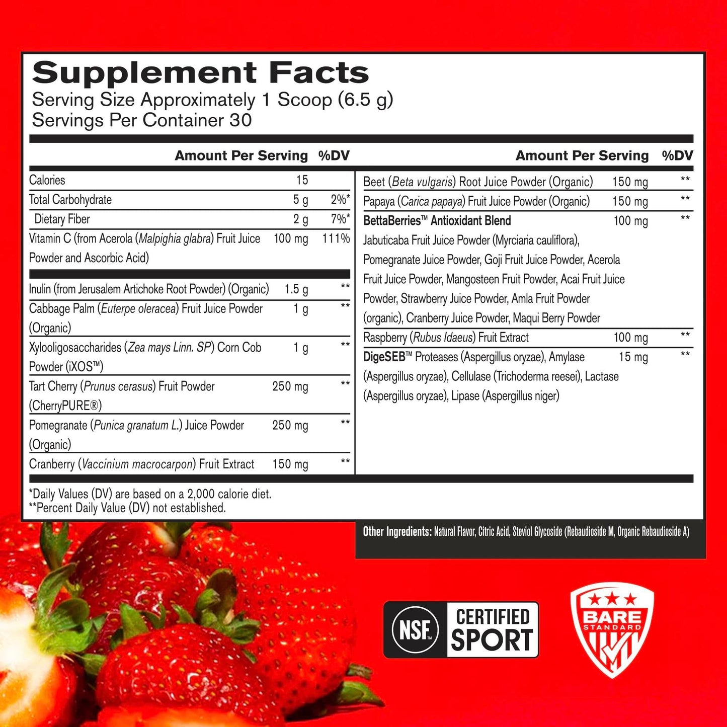 BARE PERFORMANCE NUTRITION Strong Reds Superfood Reds Powder
