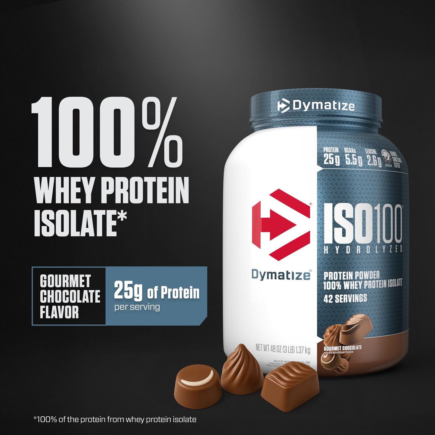 Dymatize ISO100 Hydrolyzed Protein Powder, 100% Whey Isolate Protein, 25g of Protein