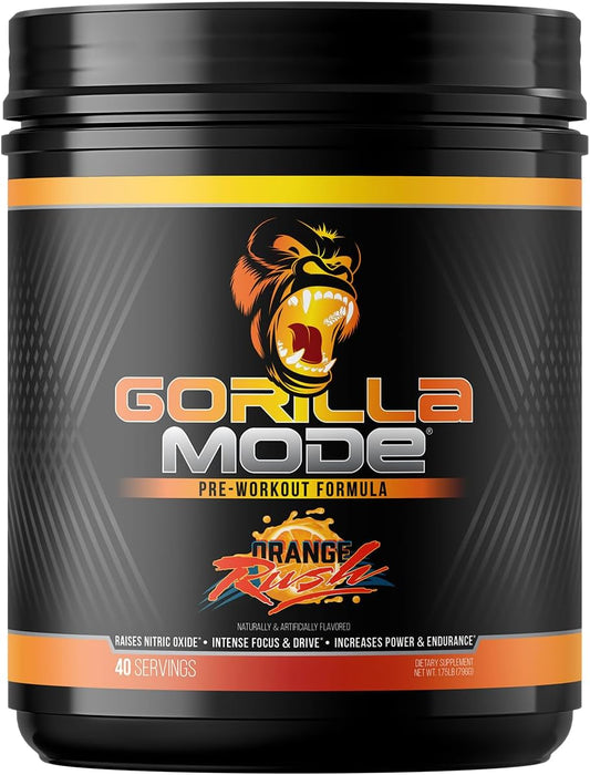 Gorilla Mode Pre Workout - Massive Pumps Laser Focus Energy Power - L-Citrulline, Creatine