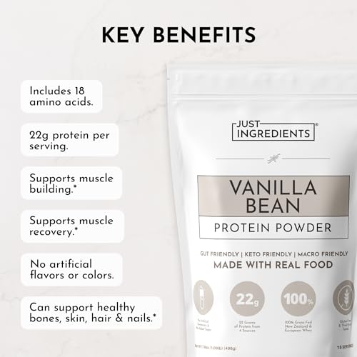 Protein Powder Made with 100% Grass Fed, Non Denatured Whey | Four Different Protein Sources from Organic Whole Food Ingredients | 15 Servings | 22g Protein