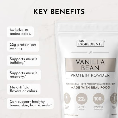Protein Powder Made with 100% Grass Fed, Non Denatured Whey | Four Different Protein Sources from Organic Whole Food Ingredients | 15 Servings | 22g Protein