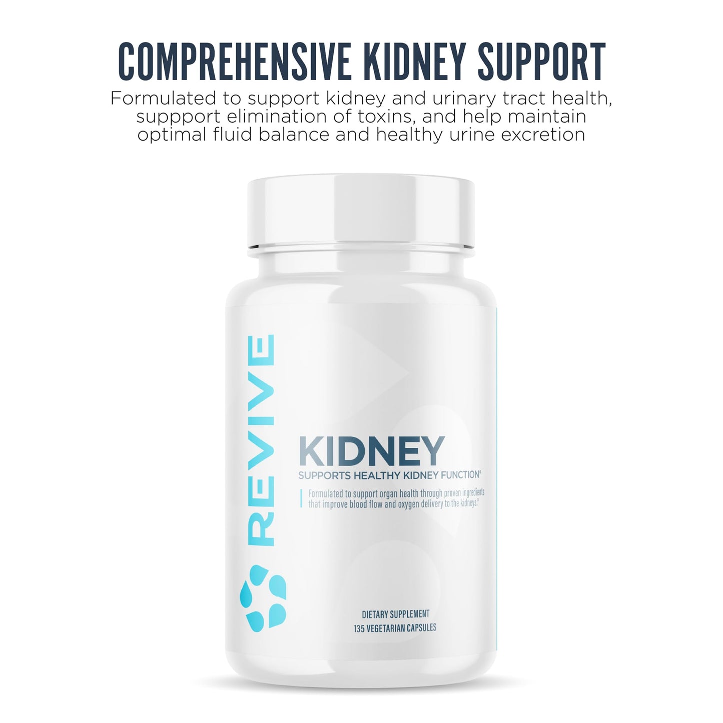 Revive MD Kidney Support Supplement for Men & Women – Kidney Cleanse & Detox Capsules for Overall Health & Function – Vegan-Friendly, Gluten-Free & Soy-Free (135 Vegetarian Capsules, 45 Servings)