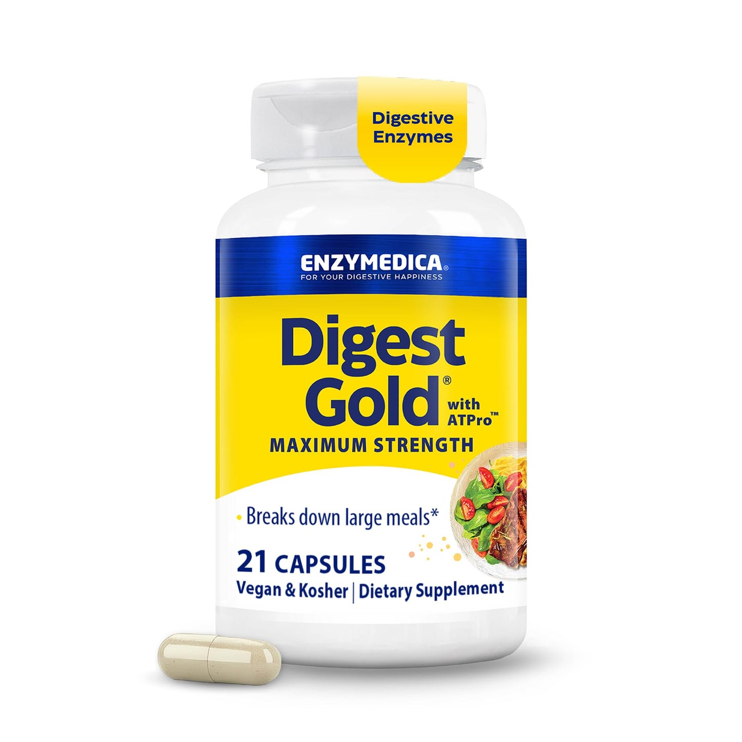 Enzymedica Digest Gold + ATPro, Maximum Strength Digestive Enzymes