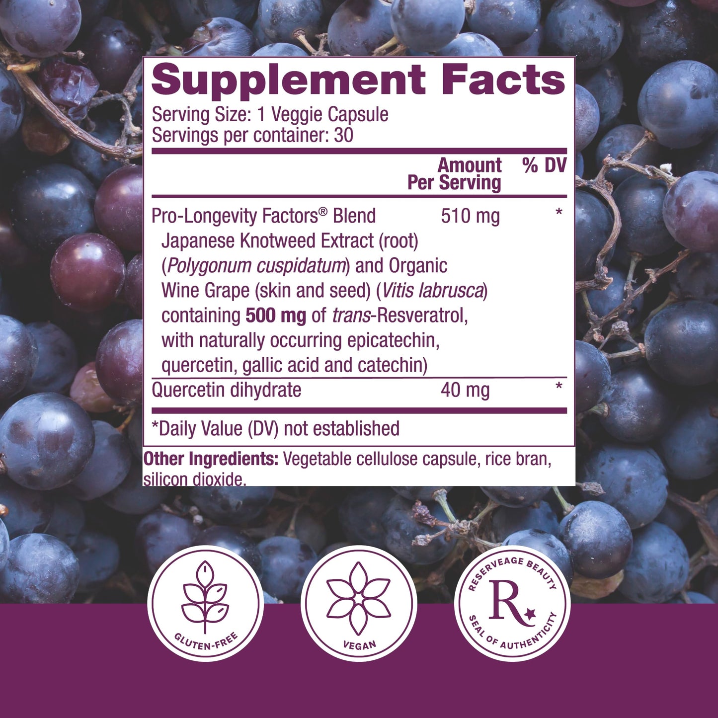 Reserveage Beauty, Resveratrol 500 mg