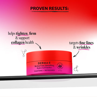 Derma E Retinol + Bakuchiol Under Eye Patches, Non-Irritating, Line Smoothing Hydro Gel Eye Patches with Rose Water & Real Hibiscus Petals, Helps Reduce Fine Lines, Crows Feet & Wrinkles