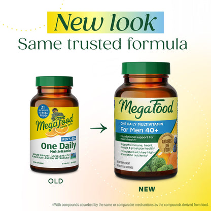 MegaFood Men's 40+ One Daily Multivitamin for Men with Vitamin B, Vitamin D3, Selenium
