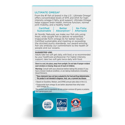 Nordic Naturals Ultimate Omega, Lemon Flavor - 1280 mg Omega-3 - High-Potency Fish Oil with EPA & DHA - Promotes Brain & Heart Health - Non-GMO