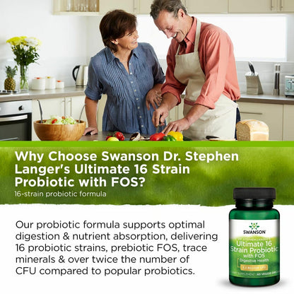 Swanson Dr. Stephen Langer's 16-Strain Probiotic with Prebiotic FOS for Gut-Health-Conscious