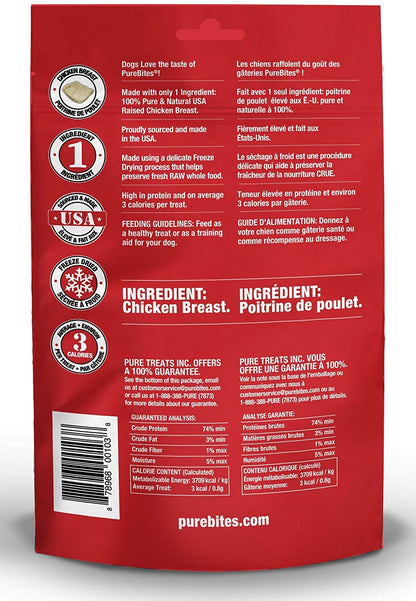 PureBites Chicken Breast Freeze Dried Dog Treats 3oz Bags. 3 Bags Total.