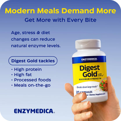 Enzymedica Digest Gold + ATPro, Maximum Strength Digestive Enzymes