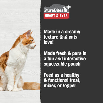 PureBites Plus Squeezables Cat Treat • Topper 71g | Heart & Eyes | 5 Ingredients | Case of 15