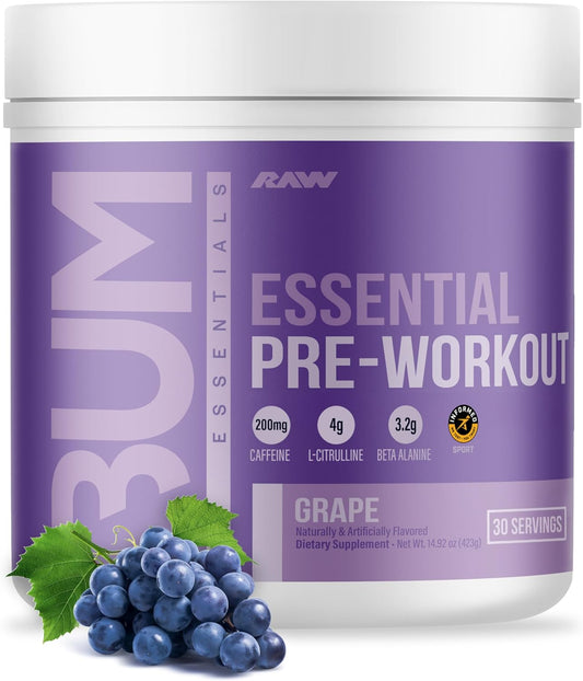 RAW Essential Pre-Workout Powder (Grape)