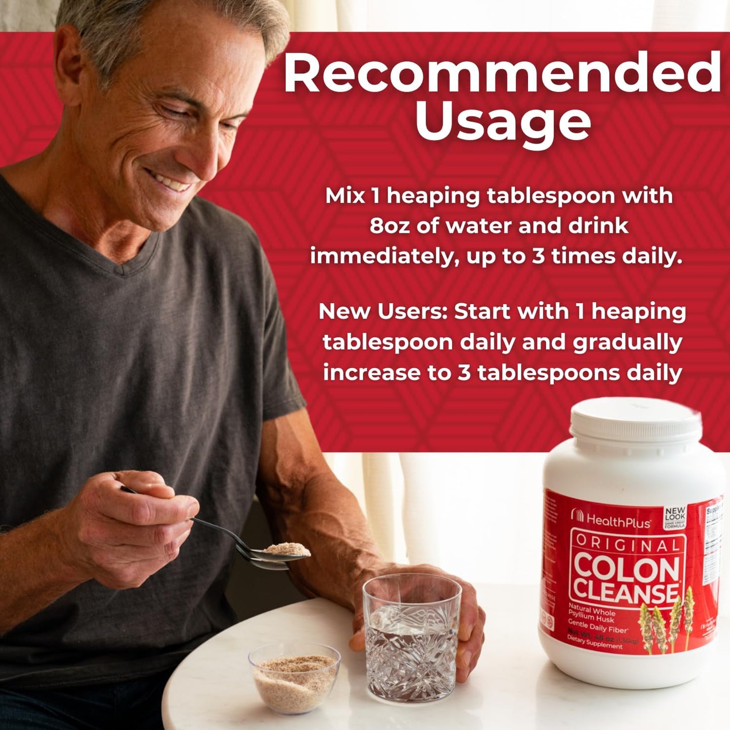 Health Plus Colon Cleanse Digestive Support | All Natural Daily Fiber for Toxin Elimination To Reduce Bloating | Supports Heart Health | 48 Ounces, 194 Servings