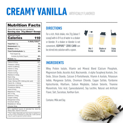 Isopure Creamy Vanilla Whey Isolate Protein Powder