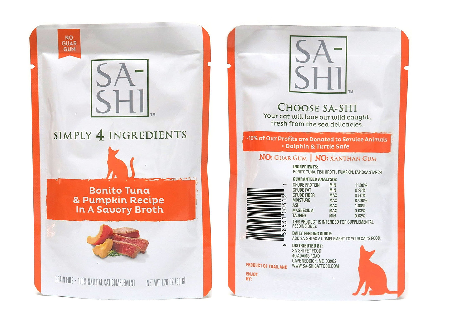 Sa-Shi Grain Free Wet Cat Food Pouches 1.76oz. Five Flavors