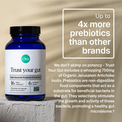 Ora Organic Probiotics and Prebiotics for Digestive Wellness - 16 Billion CFU