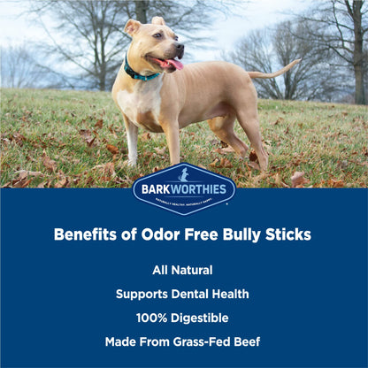 Odor-Free Bully Sticks by Barkworthies - 100% Natural Beef Dog Treats
