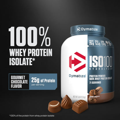 Dymatize ISO100 Hydrolyzed Protein Powder, 100% Whey Isolate Protein, 25g of Protein