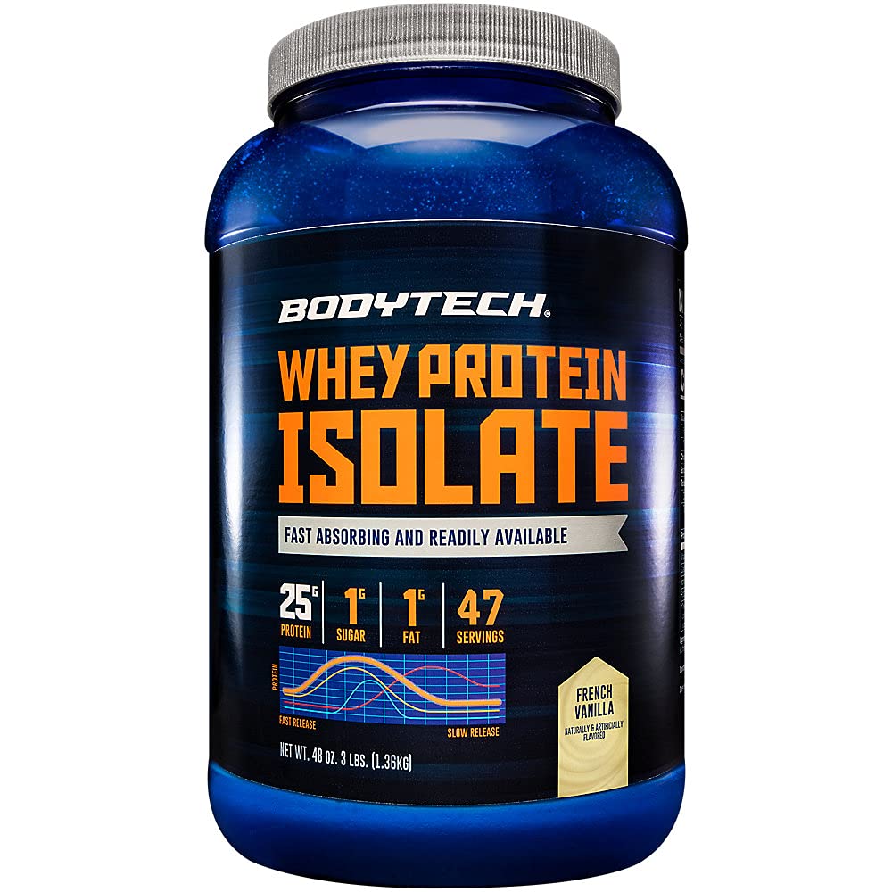 BodyTech Whey Protein Isolate Powder - 25 Grams of Protein per Serving & BCAA's