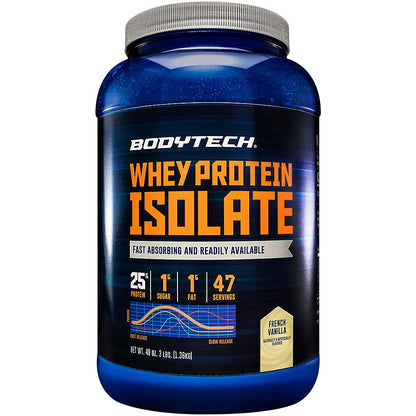 BodyTech Whey Protein Isolate Powder - 25 Grams of Protein per Serving & BCAA's