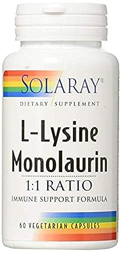 SOLARAY Capsules L Lysine Monolaurin Immune Support Vegetarian Bottle No