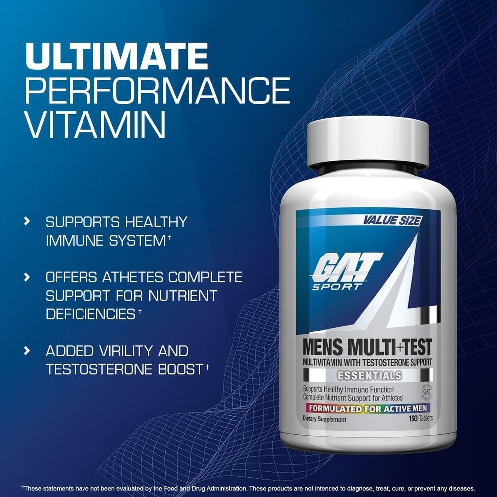 GAT SPORT Men's Multi + Test, Premium Multivitamin Tablets