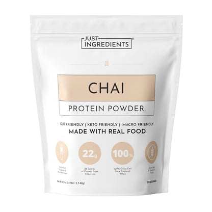 Protein Powder Made with 100% Grass Fed, Non Denatured Whey | Four Different Protein Sources from Organic Whole Food Ingredients | 15 Servings | 22g Protein