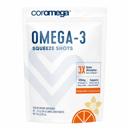 Coromega Omega-3 Fish Oil Squeeze Packets - 650mg EPA & DHA