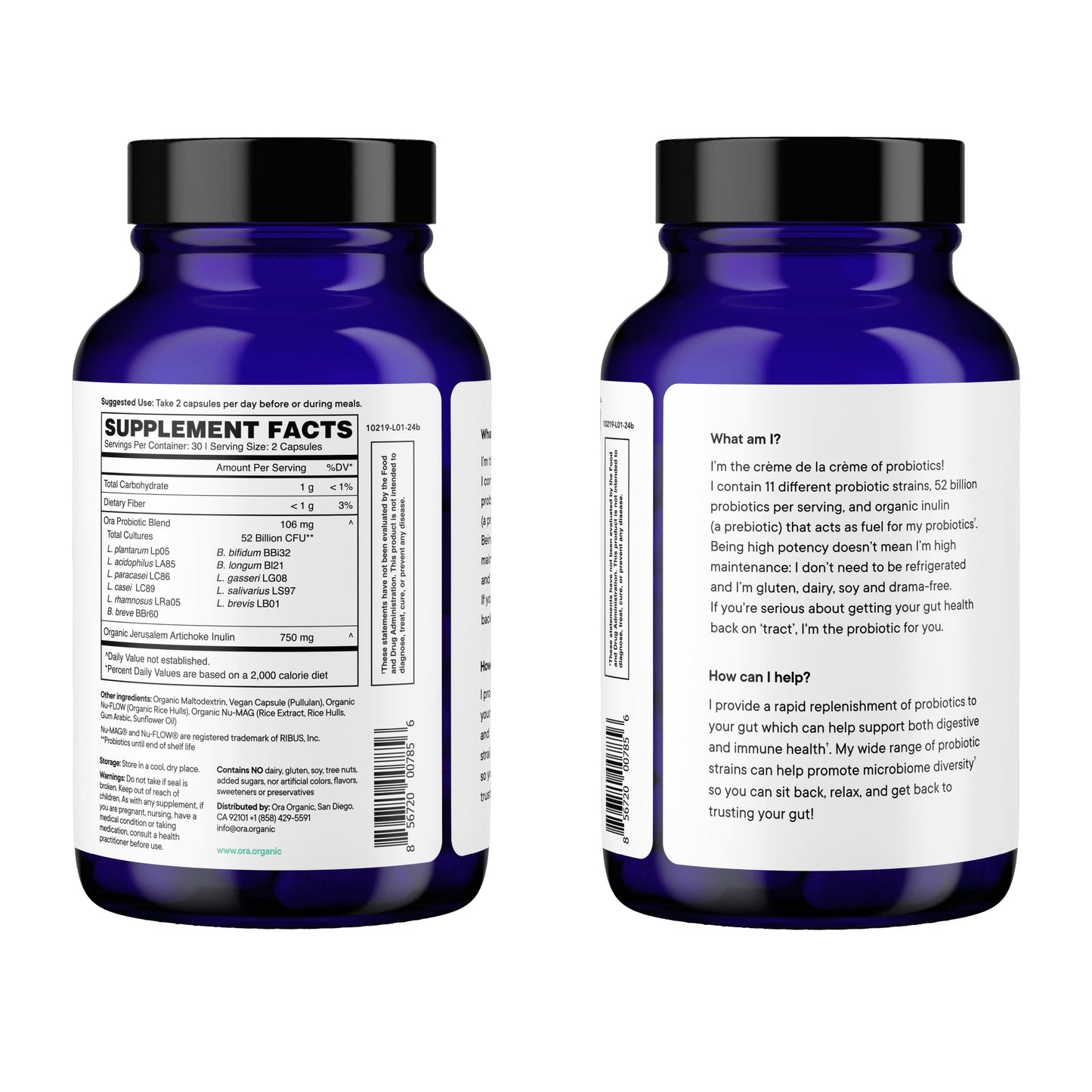 Ora Organic Probiotics and Prebiotics for Digestive Wellness - 16 Billion CFU