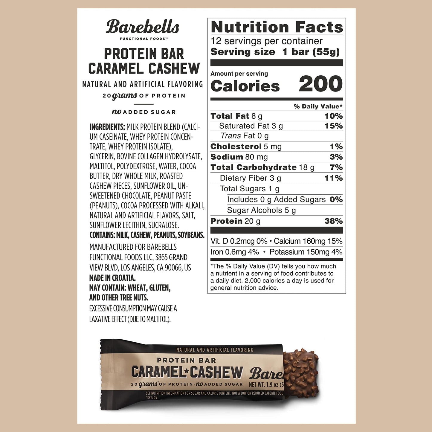 Barebells Protein Bars Caramel Cashew - 12 Count, Pack of 2