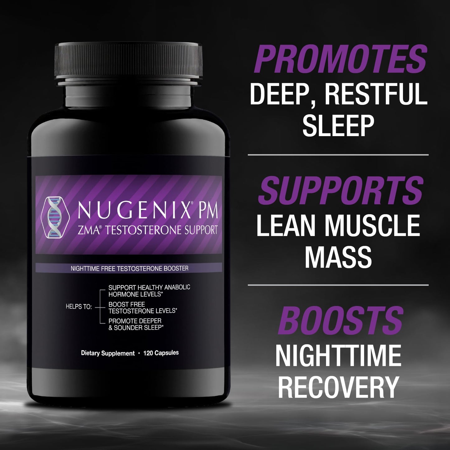 Nugenix PM ZMA - Nighttime Free Testosterone Booster and Sleep Support, 120 Count