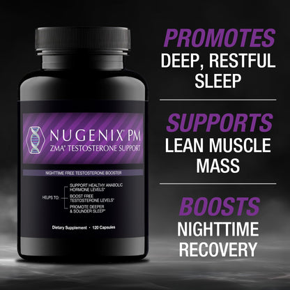 Nugenix PM ZMA - Nighttime Free Testosterone Booster and Sleep Support, 120 Count