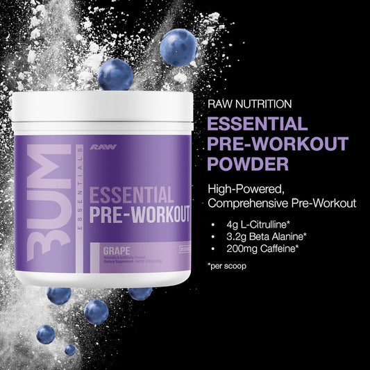 RAW Essential Pre-Workout Powder (Grape)