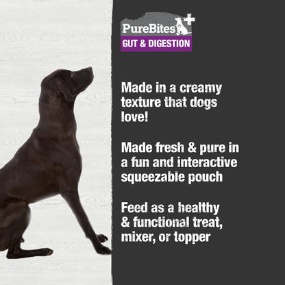 PureBites Plus Squeezables Dog Treat • Topper 71g | Gut & Digestion | 5 Ingredients | Case of 15