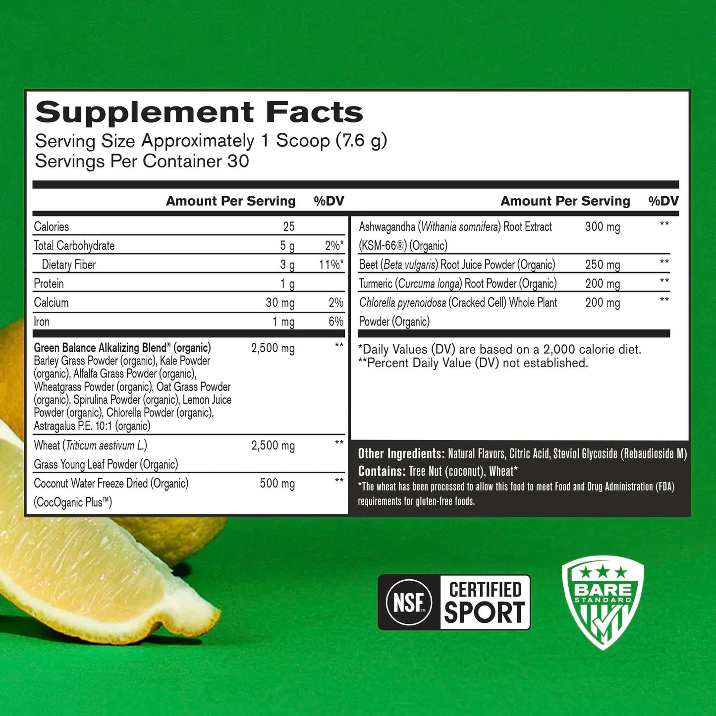 Bare Performance Nutrition Strong Greens Superfood Greens Powder