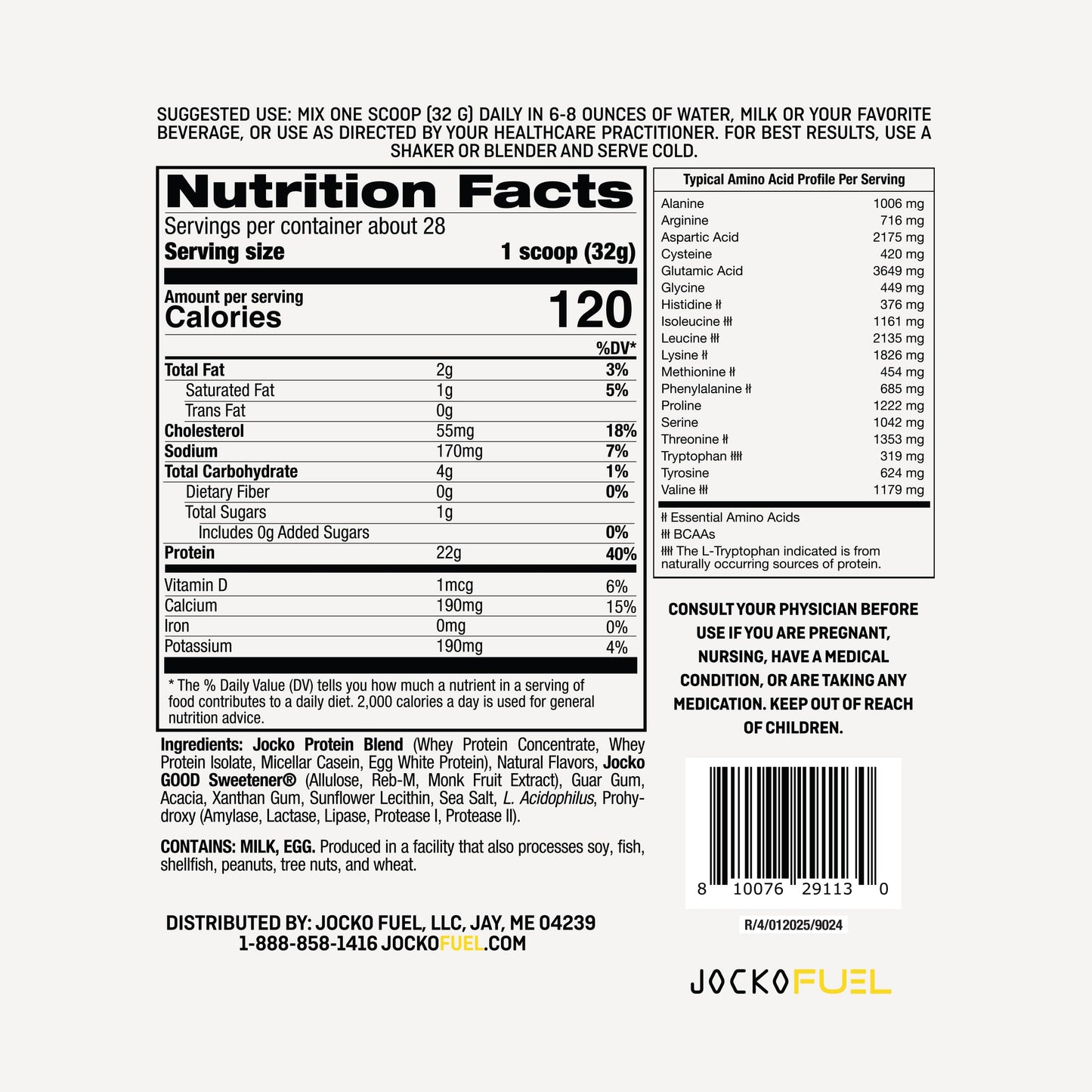 Jocko Fuel Whey Protein Powder, 22g Protein, Digestive Enzymes + Probiotic Blend
