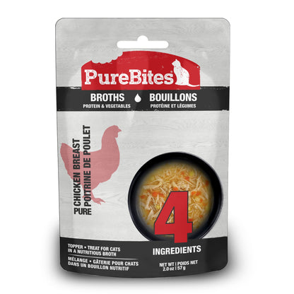 PureBites Chicken Broths for Cats, Only 4 Ingredients, Case of 18