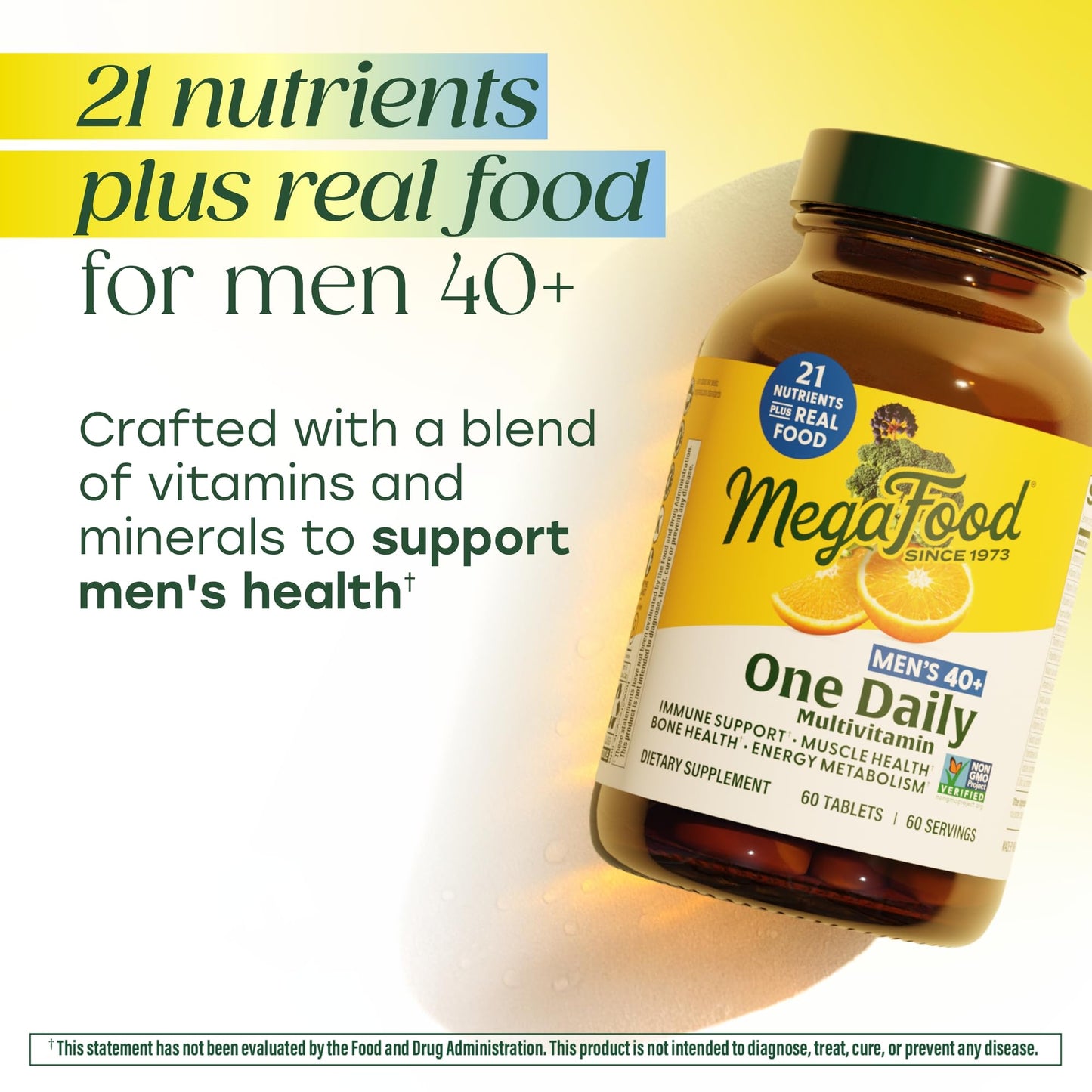 MegaFood Men's 40+ One Daily Multivitamin for Men with Vitamin B, Vitamin D3, Selenium