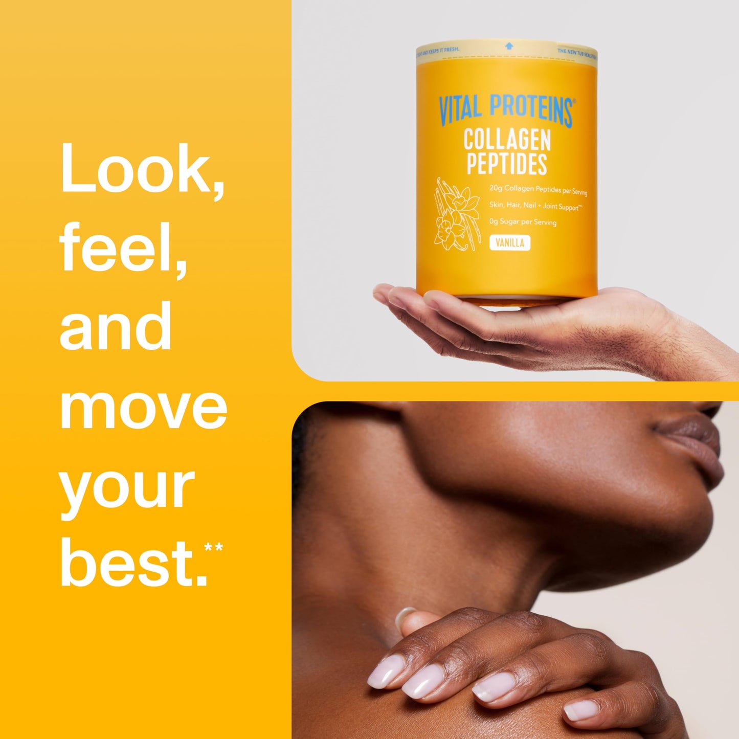 Vital Proteins Collagen Peptides Powder, with Hyaluronic Acid and Vitamin C